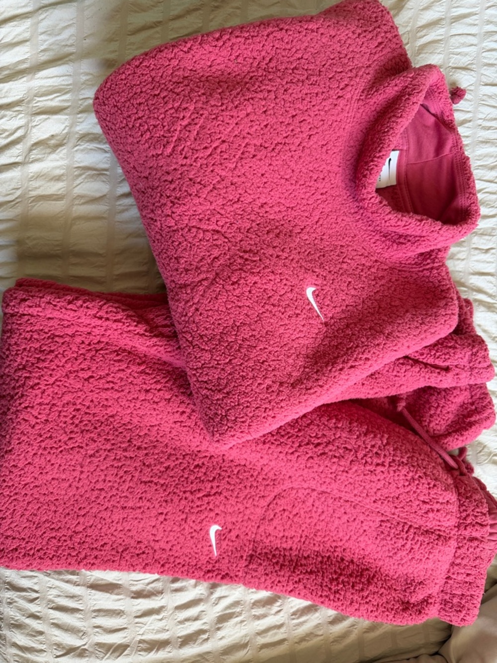 Nike Hot Pink Sherpa Pullover and Joggers Set